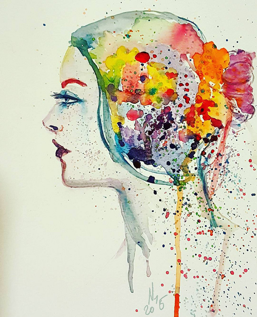 830x1024 Freckles - Watercolor Face Profile