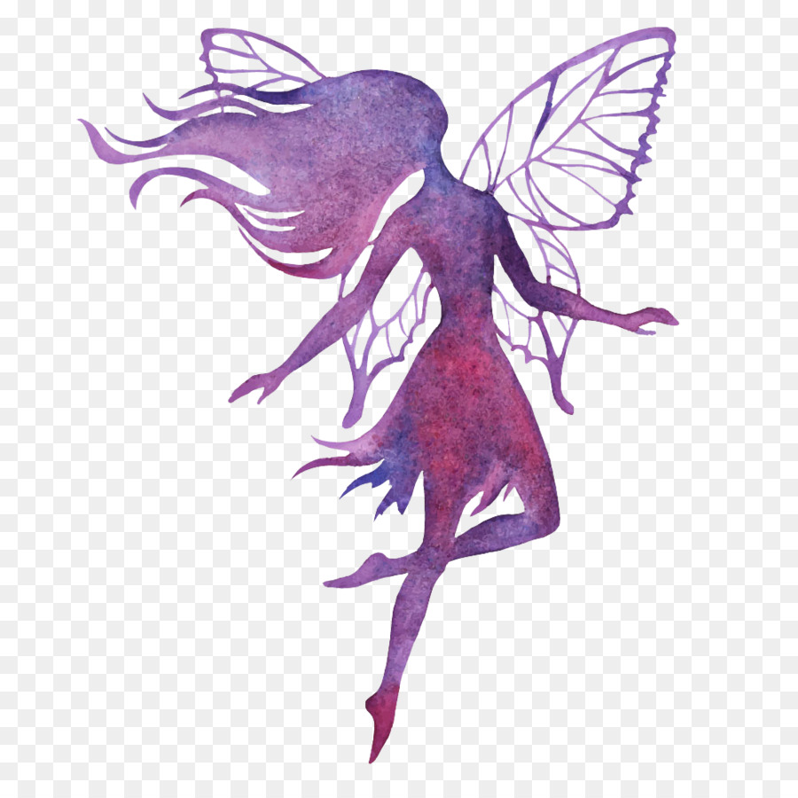 900x900 Fairy Watercolor Painting Silhouette Illustration - Watercolor Fairy