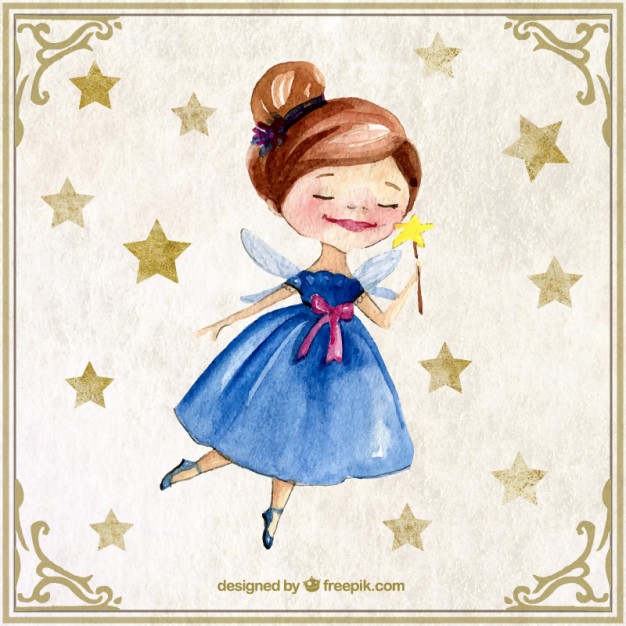 626x626 Nice Watercolor Fairy With Stars Vector Free Download - Watercolor Fairy