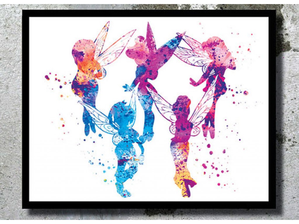 1024x768 Tinkerbell Watercolor Art Print Tinkerbell Fairies Poster Disney - Watercolor Fairy Art