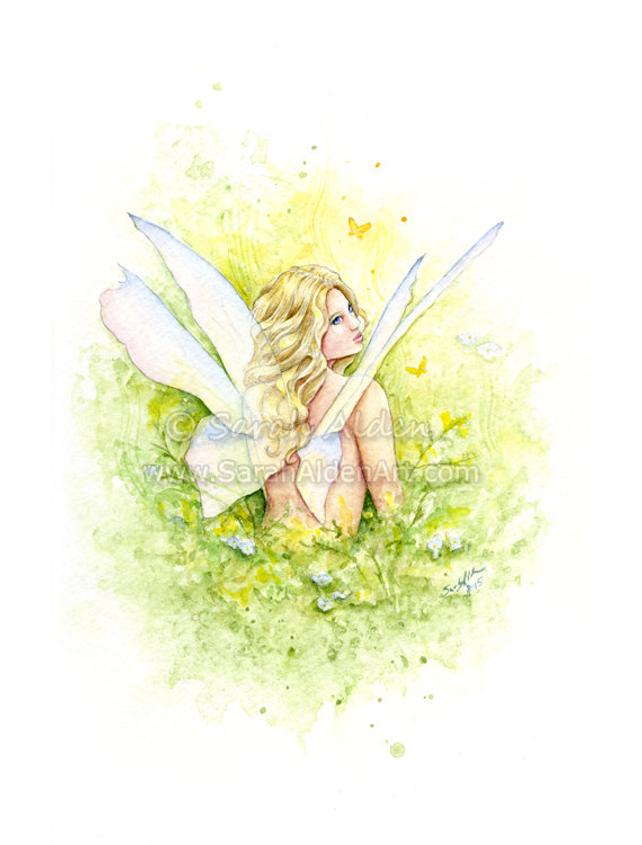 642x845 Watercolor Fairy Art Print Fantasy Painting Girls Wall Decor Etsy - Watercolor Fairy Art