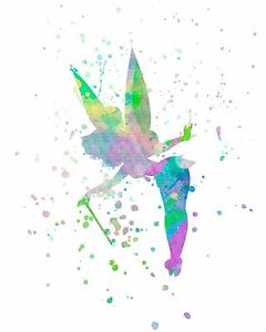 240x300 Watercolor Pop Art Print Tinkerbell From Peter Pan Story Movie - Watercolor Fairy Art