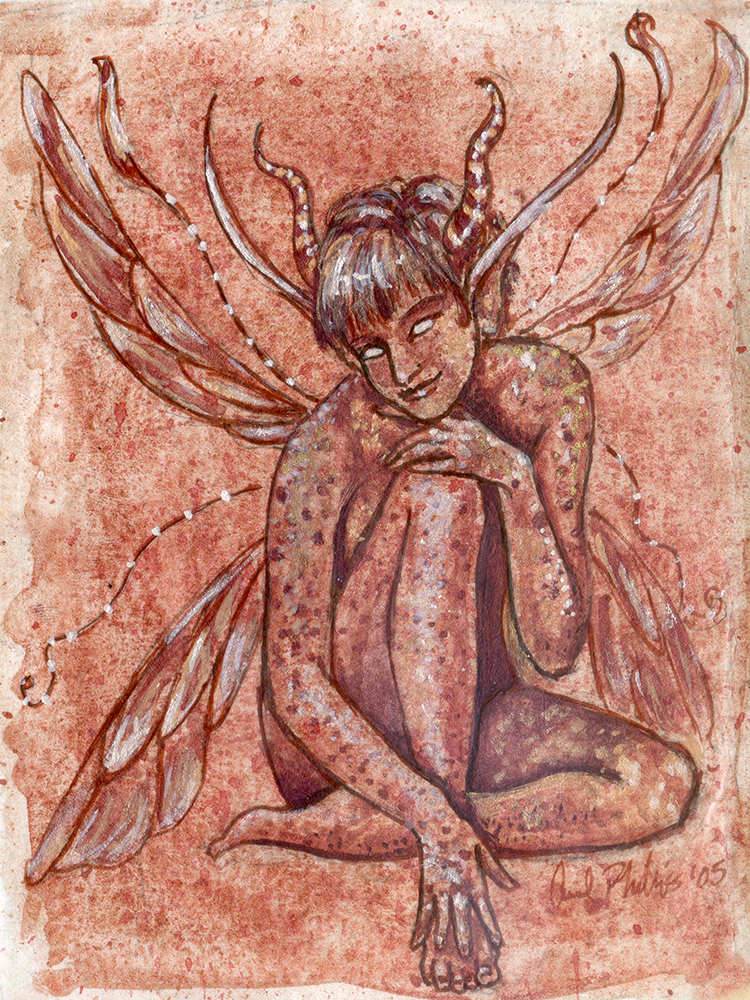 750x1000 Baerat Watercolor And Ink Fairy Art Mini Sketch Carol Phillips Art - Watercolor Fairy Art