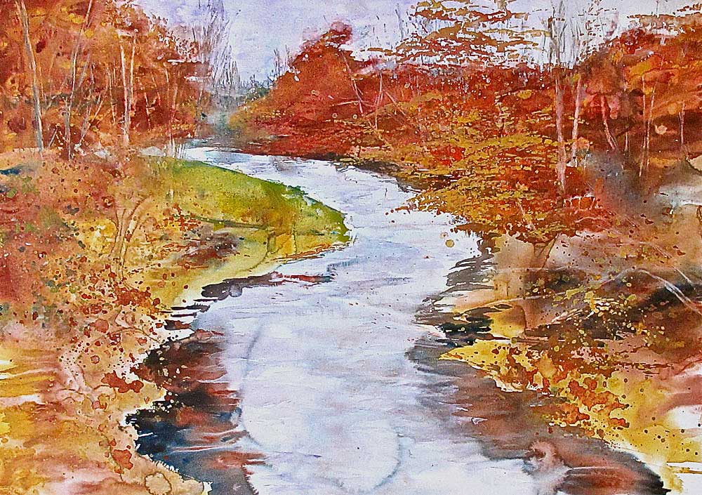 1000x705 Watercolor - Watercolor Fall Landscape