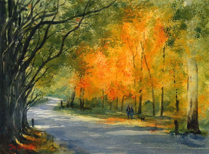 800x590 Pictures Fall Watercolor Scenes, - Watercolor Fall Scenes