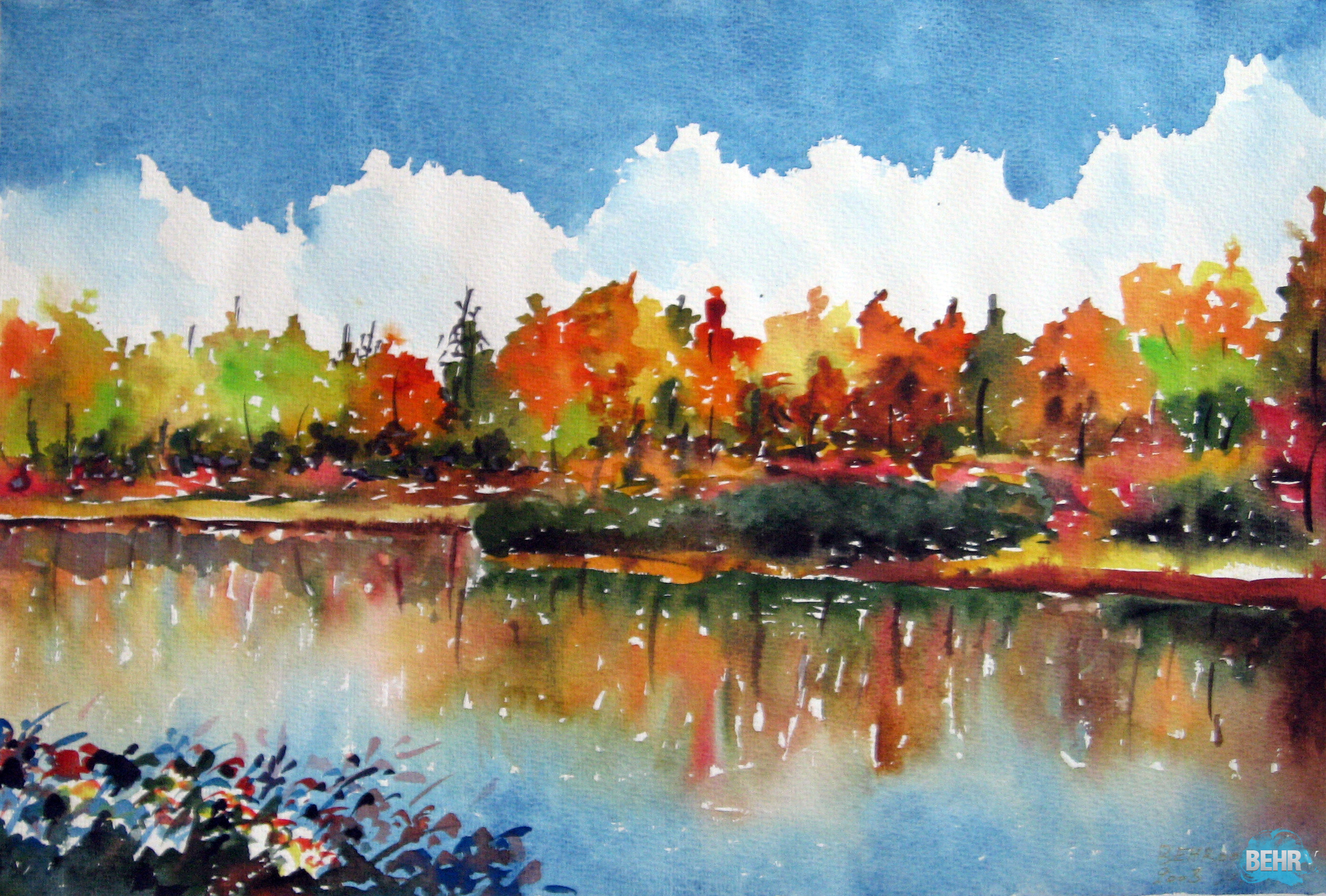 2610x1764 Watercolor Fall Paintings - Watercolor Fall Scenes
