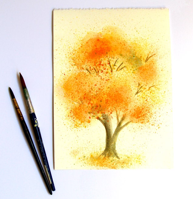 635x653 Easy Watercolor Painting Tree (With Fall Colors!) - Watercolor Fall Trees