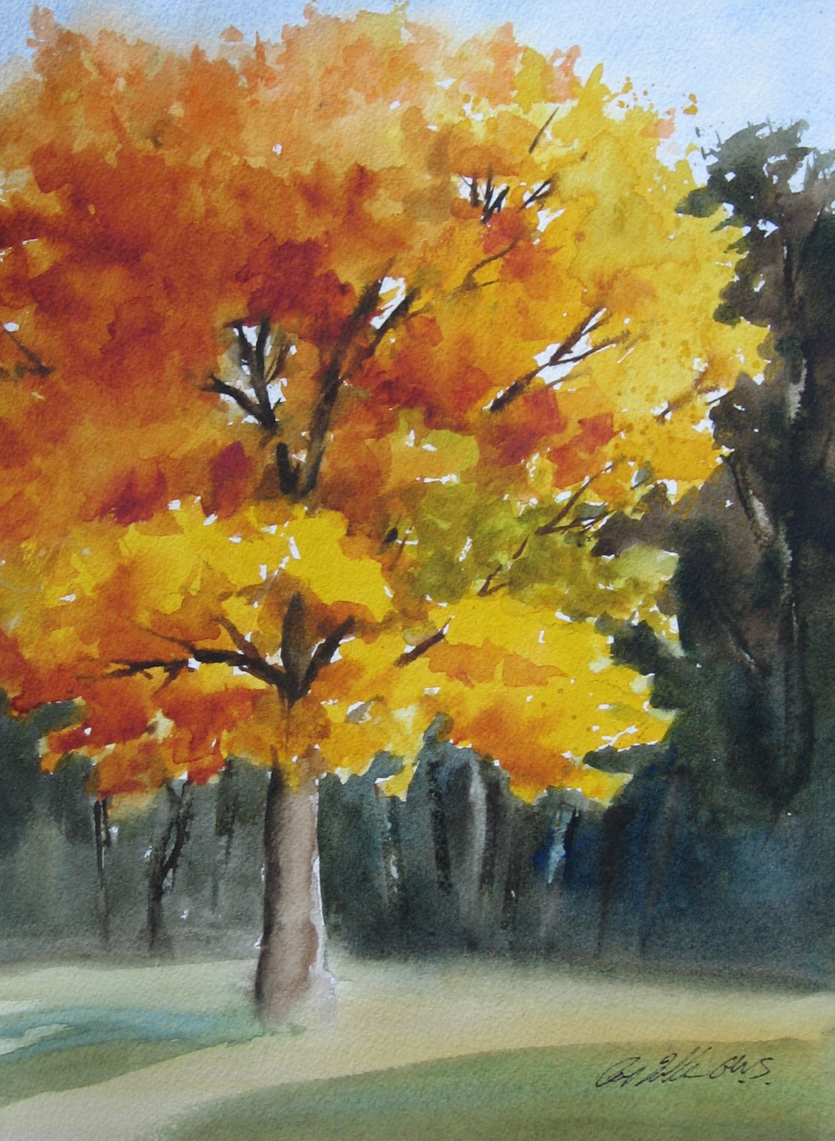 1171x1600 Pat Fiorello - Watercolor Fall Trees