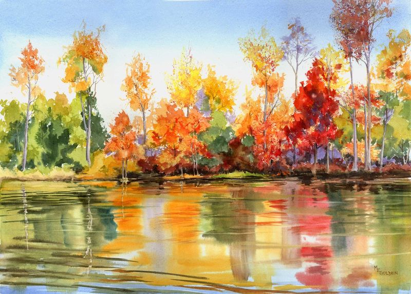 800x571 Autumn Glow - Watercolor Fall Trees
