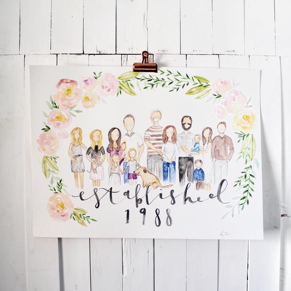 600x600 Custom Family Portrait Watercolor Celeste C. Clark - Watercolor Family