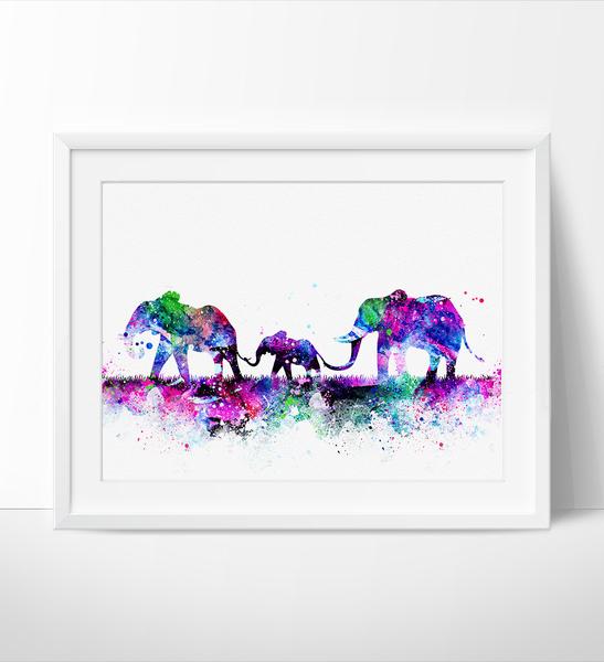 547x600 Elephant Family Watercolor Print, Nursery Art Print, Watercolor - Watercolor Family