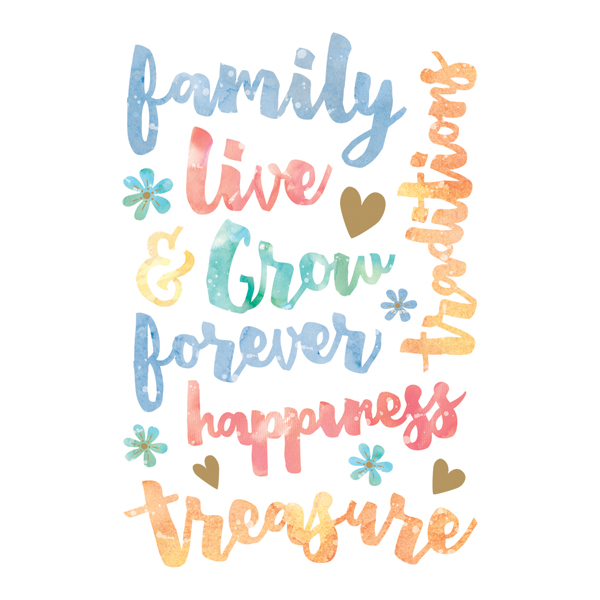 600x600 Watercolor Family Sticker - Watercolor Family
