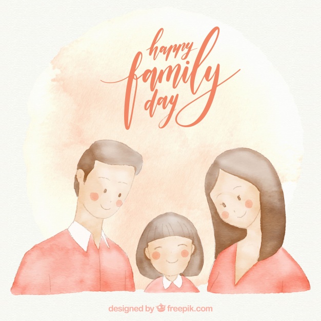 626x626 Watercolor Family Day Card Vector Free Download - Watercolor Family