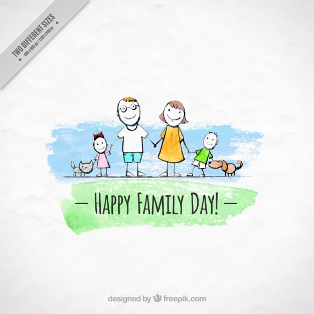 626x626 Watercolor Family With Pets Background Stock Images - Watercolor Family
