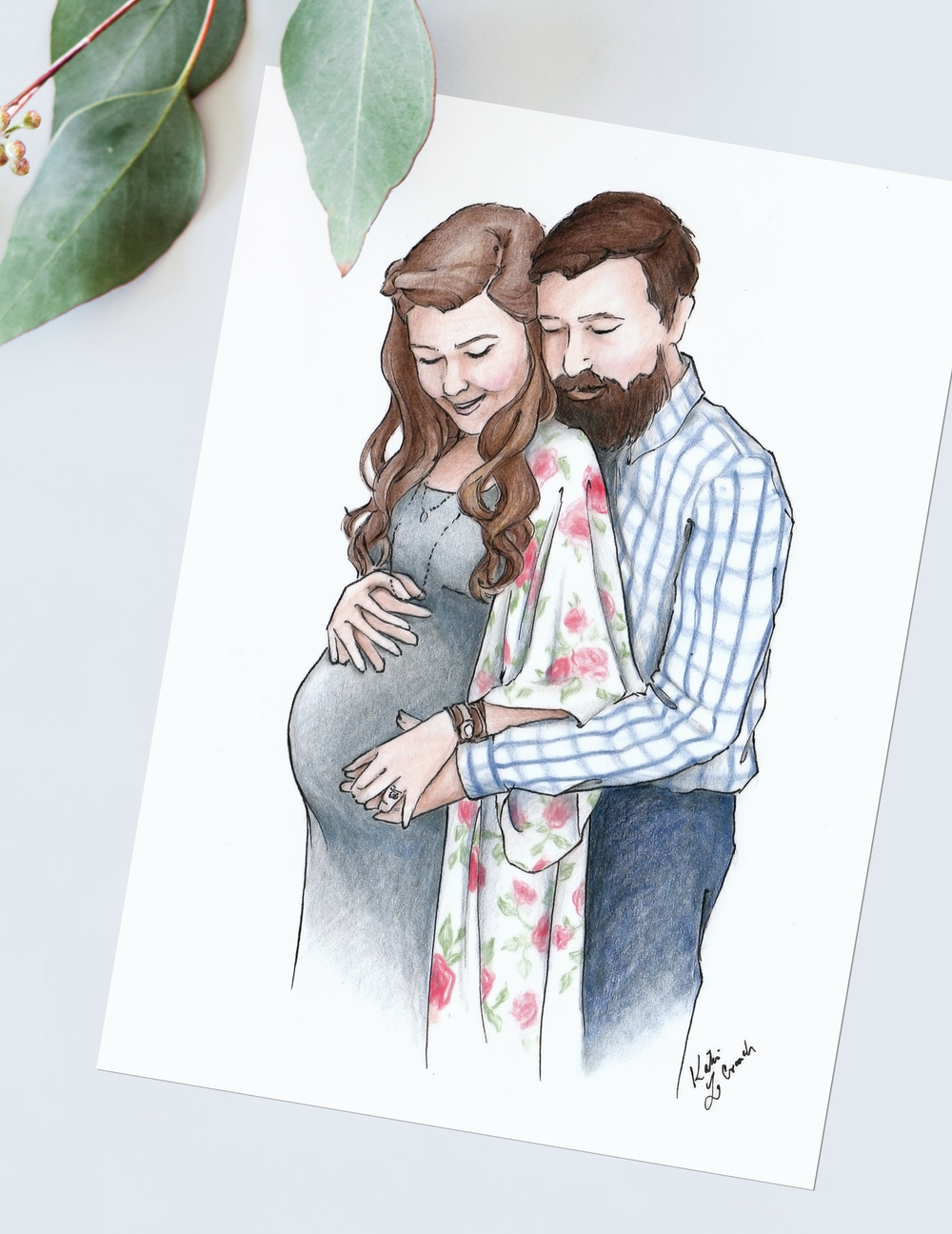 1000x1296 Illustrated Portraits Blushed Design - Watercolor Family Portrait
