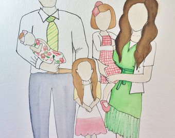 340x270 Watercolor Family Portraits - Watercolor Family Portrait