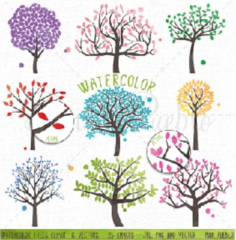 344x350 Watercolor Tree Silhouettes Clipart Clip Art, Family Tree Clipart - Watercolor Family Tree