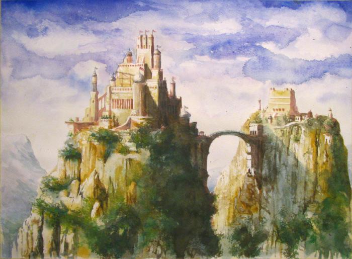 700x515 Fantasy Landscape, Watercolor On Paper, Glozic Milan Art For Sale - Watercolor Fantasy Art