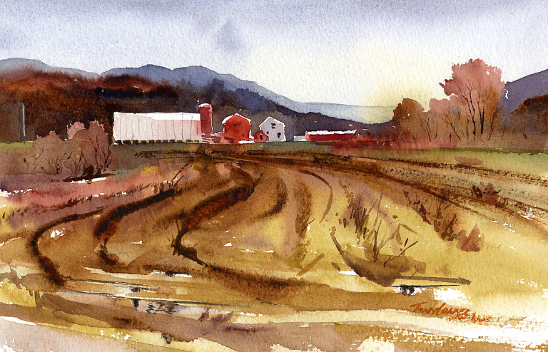 768x494 Rt. 30 Watercolor Landscape Painting Vermont Watercolor - Watercolor Farm