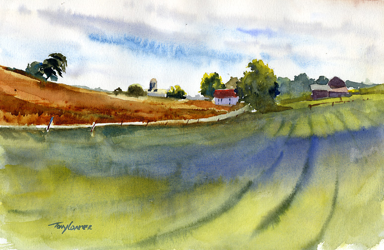 774x505 Upland En Plein Air Watercolor Landscape Painting - Watercolor Farm