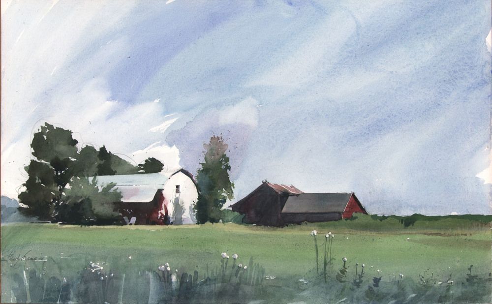 Watercolor Farm Scenes At PaintingValley.com | Explore Collection Of ...