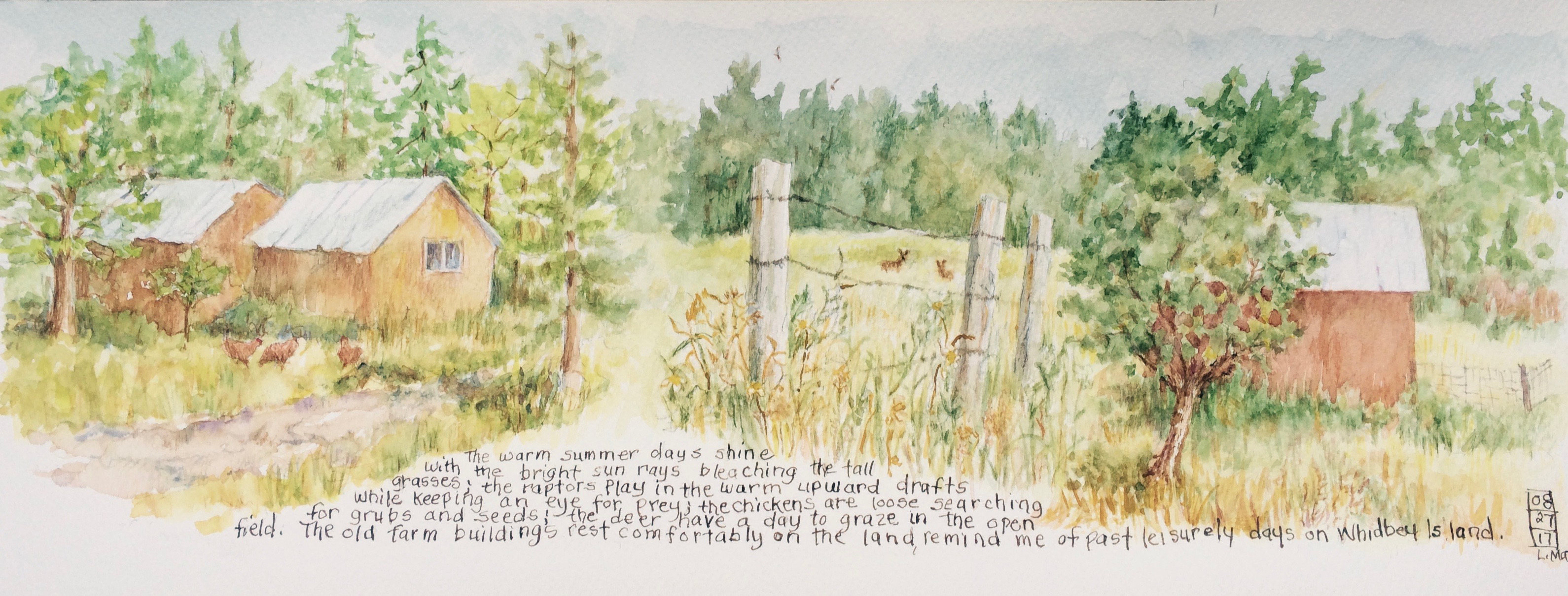 3180x1211 Painting Watercolor Farm Scenes Sketching On Whidbey Island - Watercolor Farm Scenes