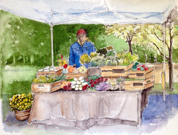 600x457 Farmers Market Rose Bradley Watercolor Artist - Watercolor Farmers Market