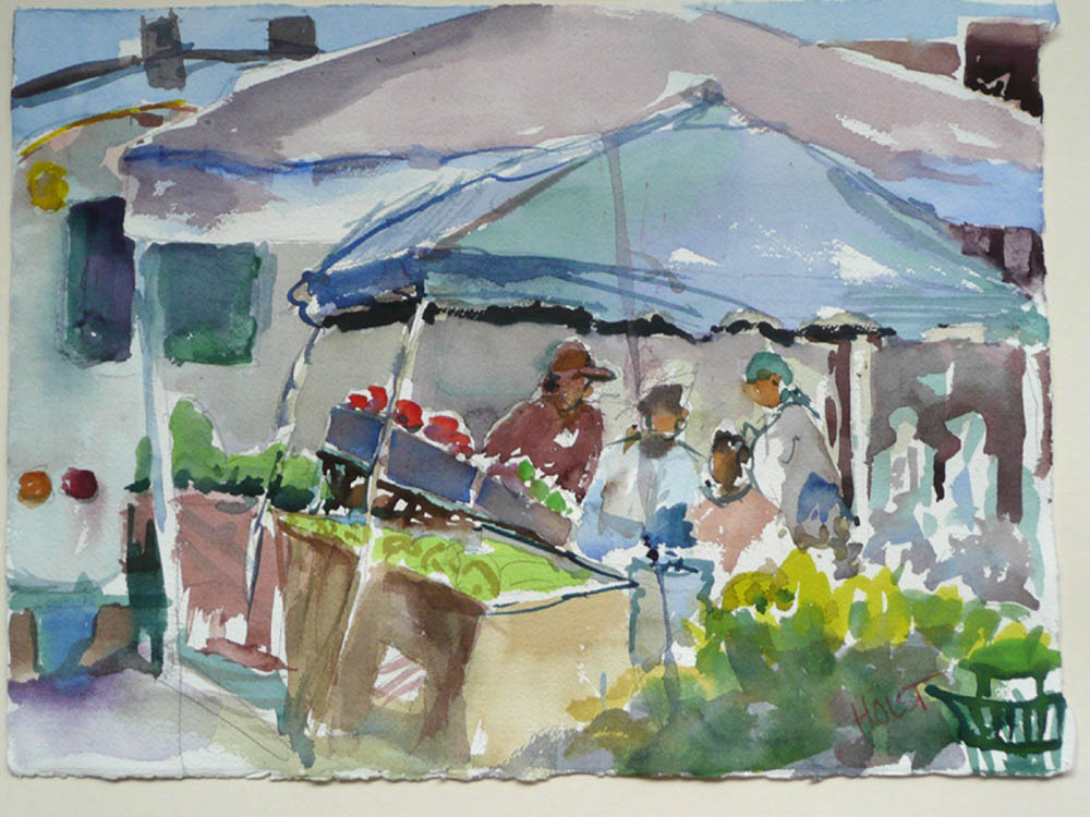 1000x750 Fruits And Vegetables - Watercolor Farmers Market