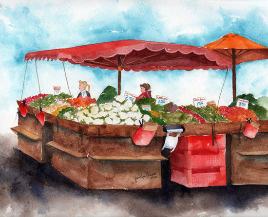 550x446 Jennifer Smith Greene Graphic Design And Watercolor Illustration - Watercolor Farmers Market