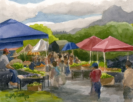 530x405 Kapaa Farmers Market - Watercolor Farmers Market