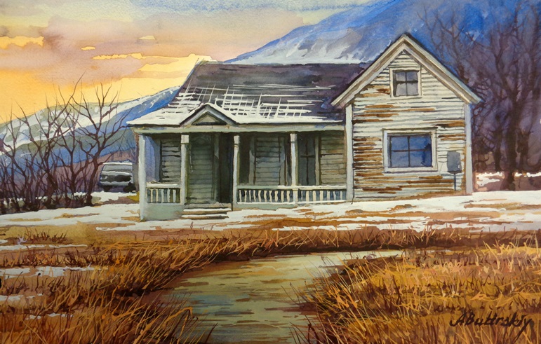 771x491 Fine Art Collector International Original - Watercolor Farmhouse