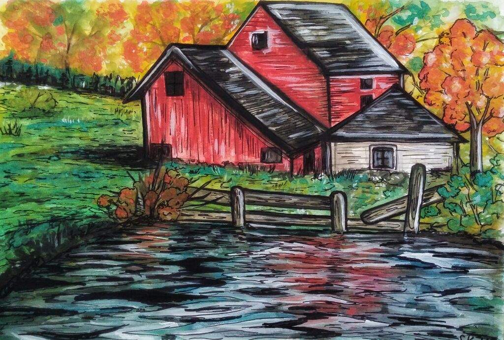 1024x692 Watercolor Farmhouse Art Amino - Watercolor Farmhouse