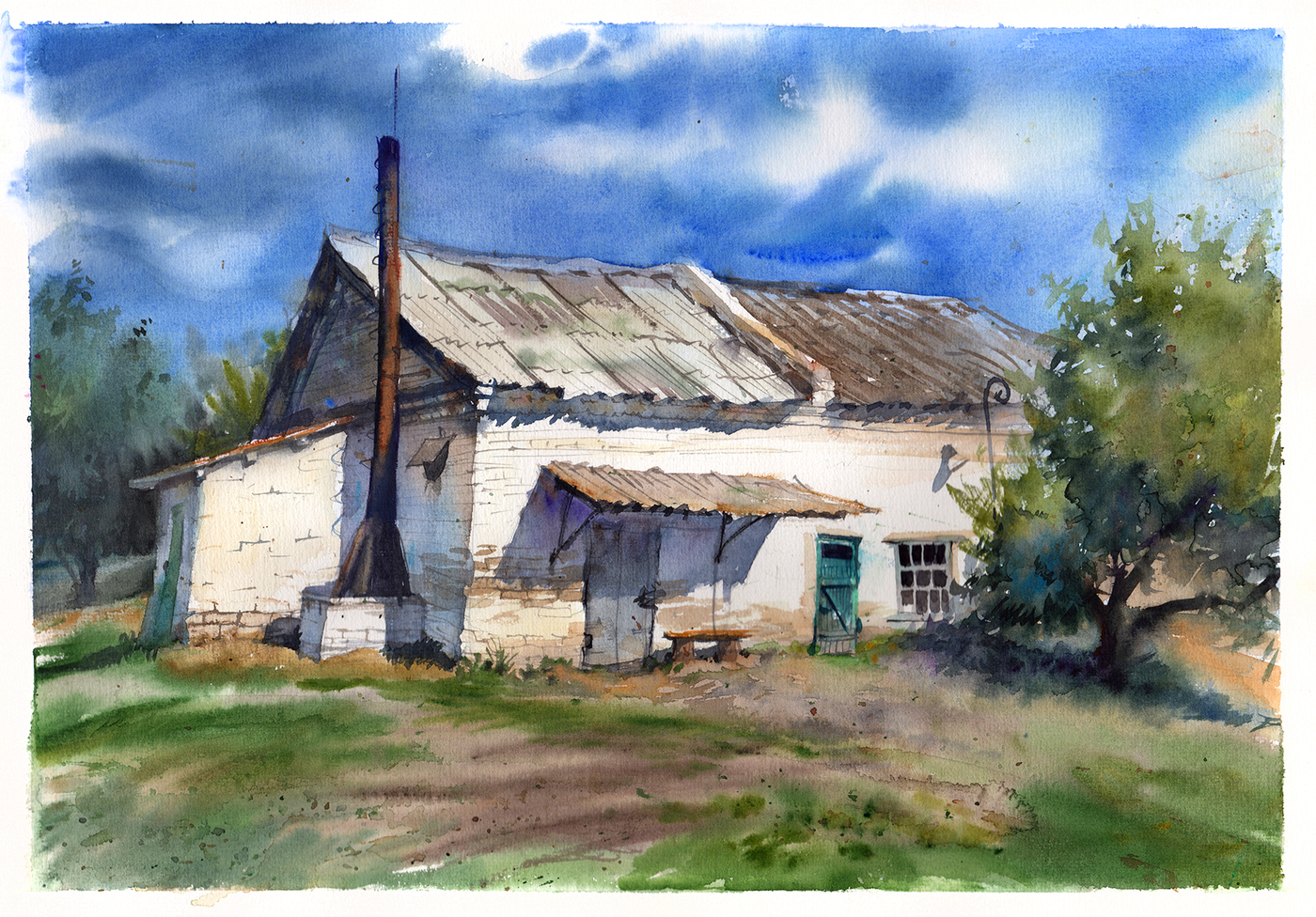 Watercolor Farmhouse At Paintingvalley Com Explore Collection Of Watercolor Farmhouse