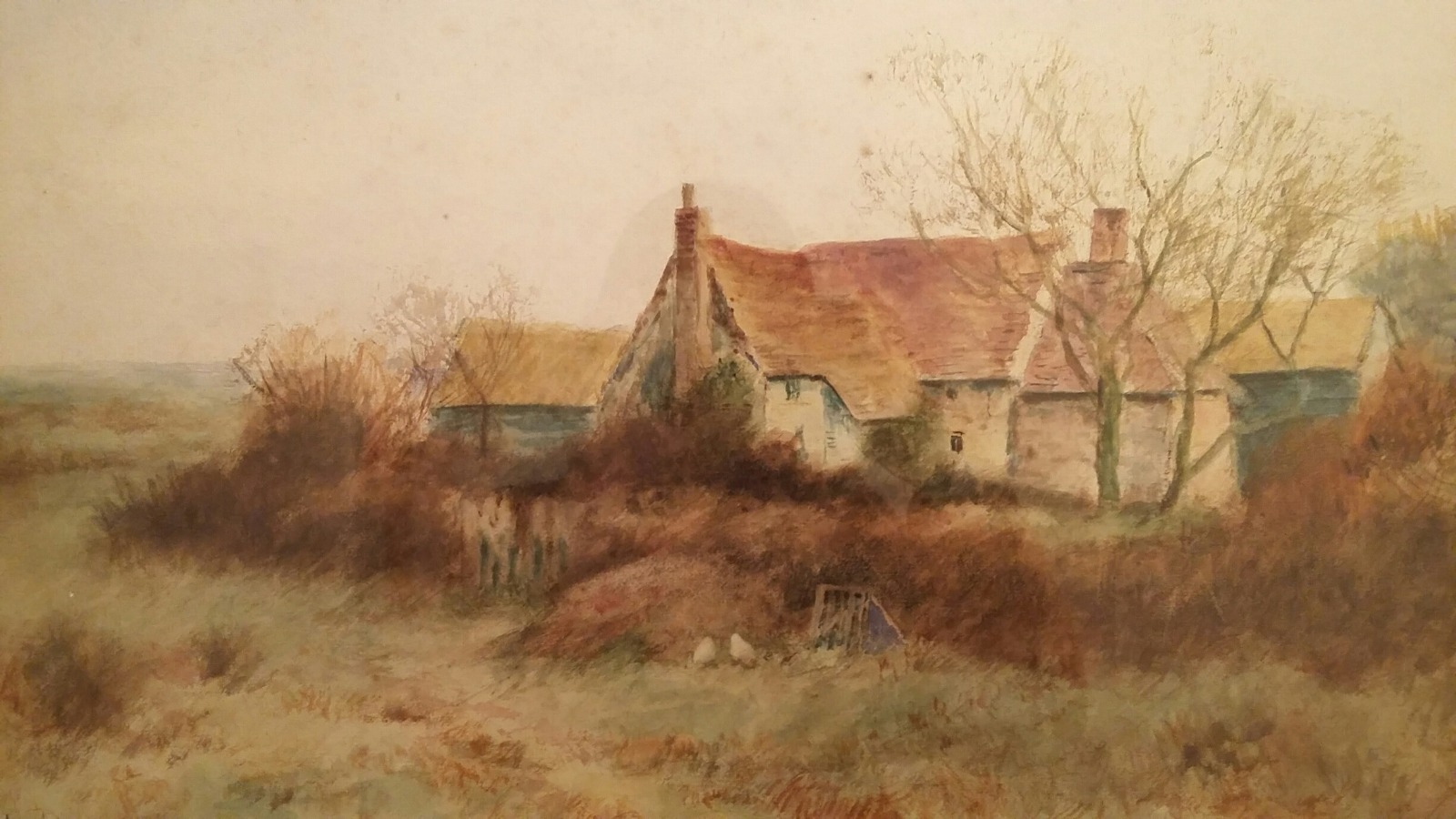 1600x900 Enchanting Watercolour Painting Of A Country Farmhouse With - Watercolor Farmhouse