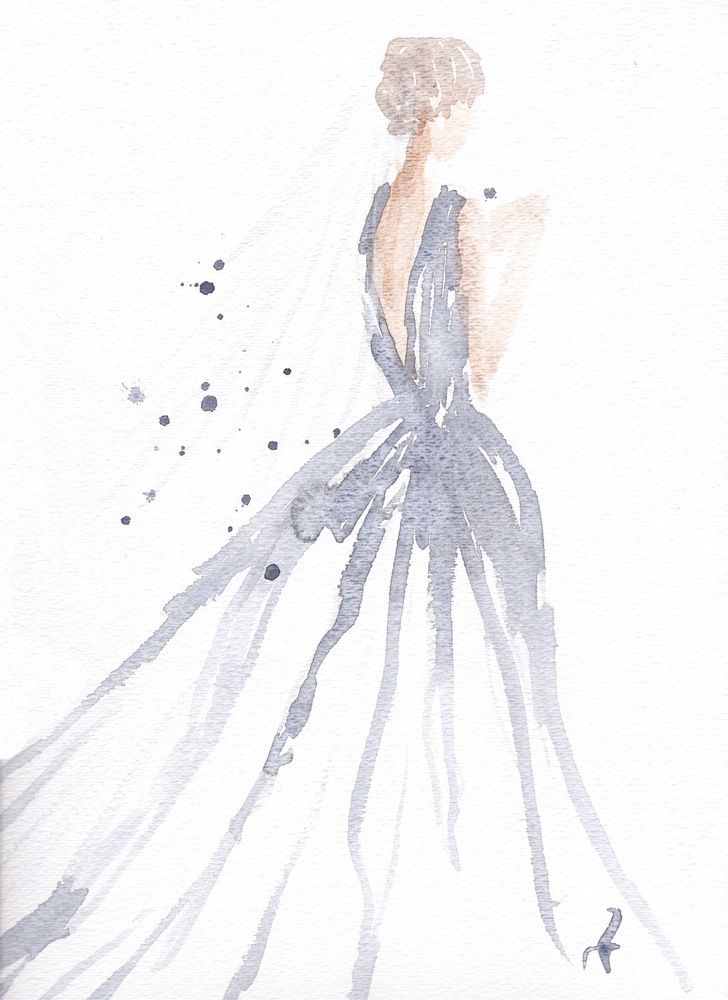 728x1000 Original Watercolor Fashion Illustration By Carol Hannah.9 X 12 - Watercolor Fashion Design