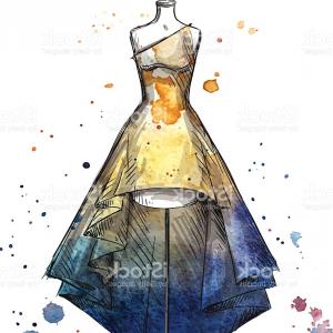 300x300 Stock Illustration Watercolor Fashion Illustration Girl In - Watercolor Fashion Design