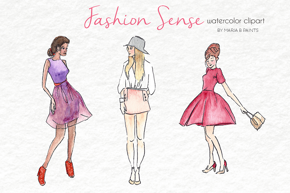 958x639 Watercolor Clip Art - Watercolor Fashion Design