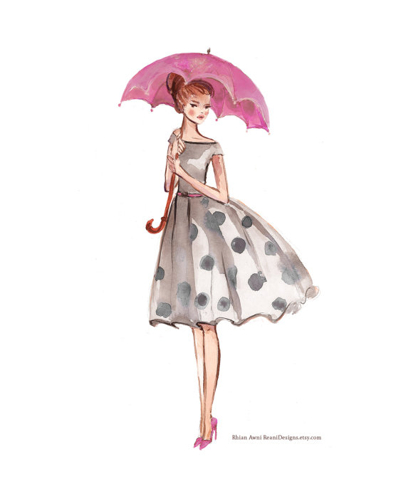 570x697 Watercolor Illustration Logo Design - Watercolor Fashion Design