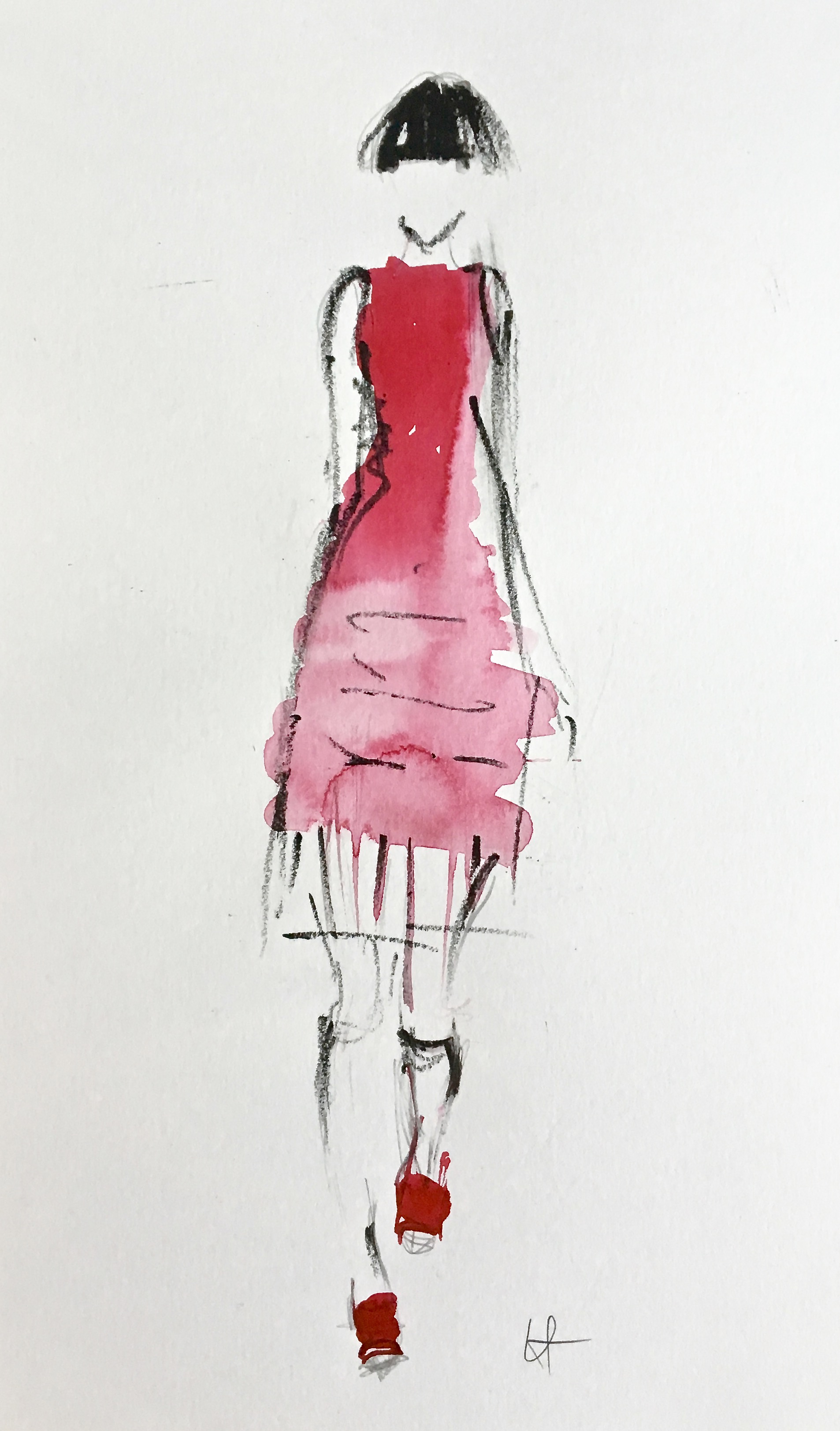 1906x3246 Fashion Illustration, Watercolors And Charcoal - Watercolor Fashion Illustration