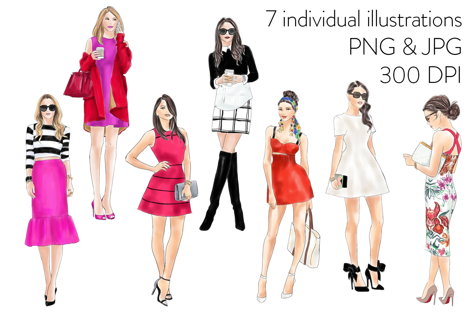 1500x1000 Watercolour Fashion Illustration Clipart - Watercolor Fashion Illustration