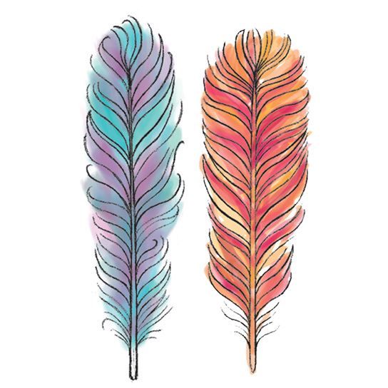 544x544 Watercolor Feathers Temporary Tattoos - Watercolor Feather