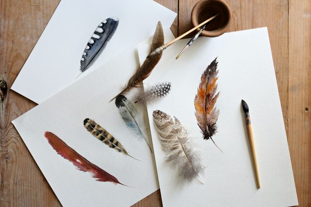 640x426 How To Paint A Watercolor Feather - Watercolor Feather Painting