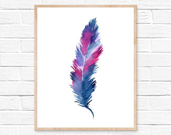 340x270 Birds - Watercolor Feather Painting