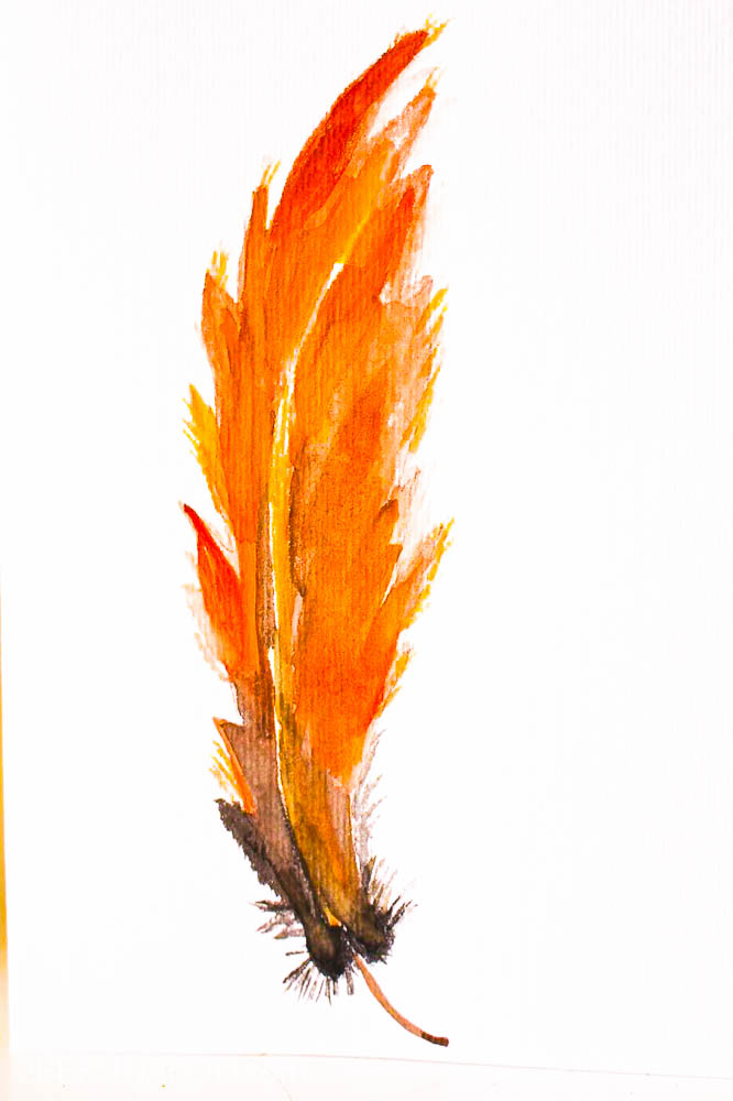 666x1000 Watercolor Feather Free Printable - Watercolor Feather Painting
