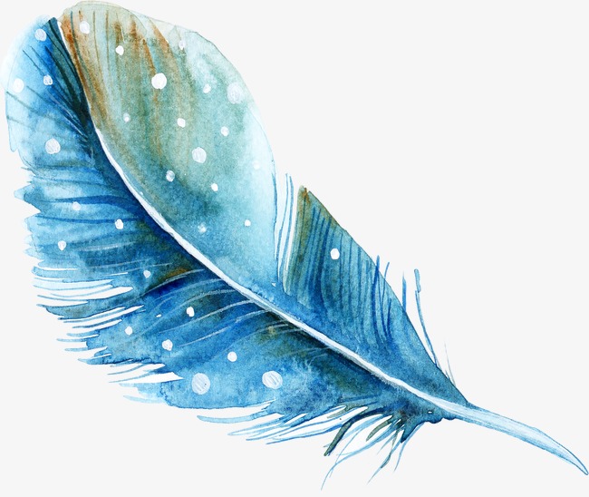 650x548 Blue Hand Painted Watercolor Feather, Small Fresh, Hand Painted - Watercolor Feather Painting