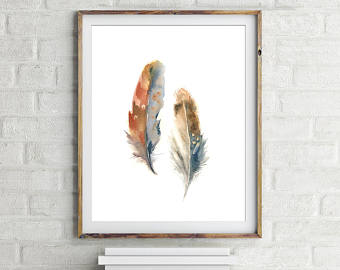 340x270 Feather Painting Etsy - Watercolor Feather Painting