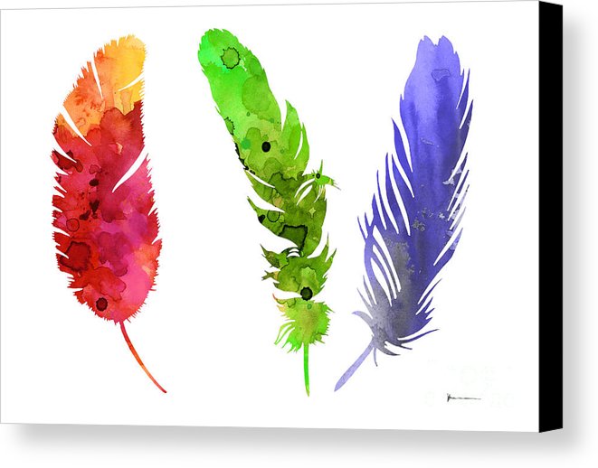 661x518 Feathers Silhouette Painting Watercolor Art Print Canvas Print - Watercolor Feather Painting