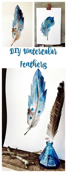 236x606 Watercolor Feather Tutorial Diy Ideas Watercolor - Watercolor Feather Tutorial