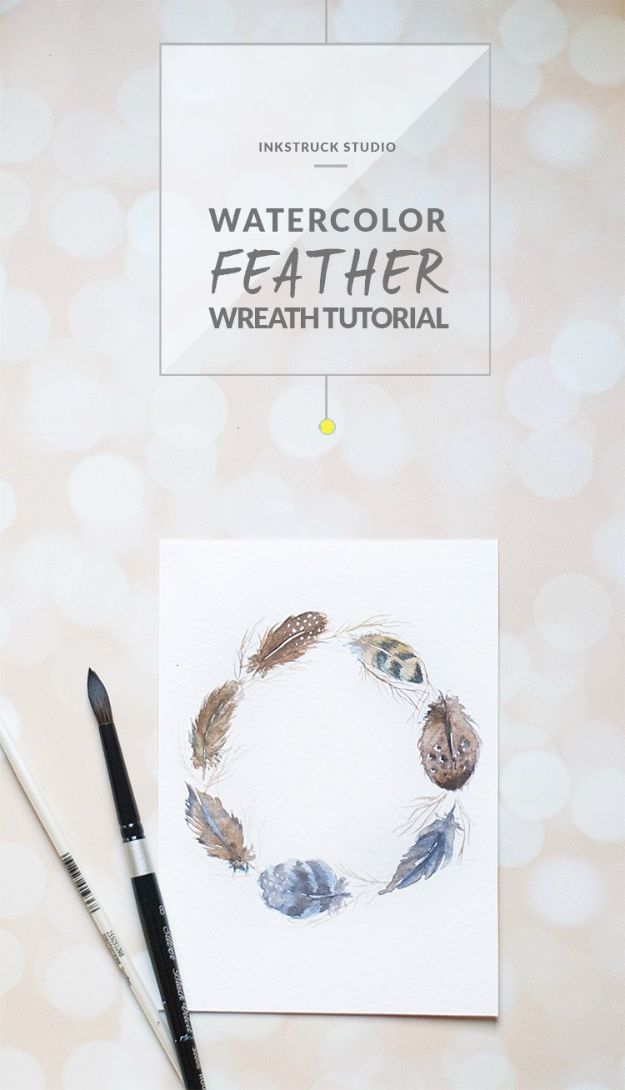 625x1090 Watercolor Feather Wreath Tutorial - Watercolor Feather Tutorial