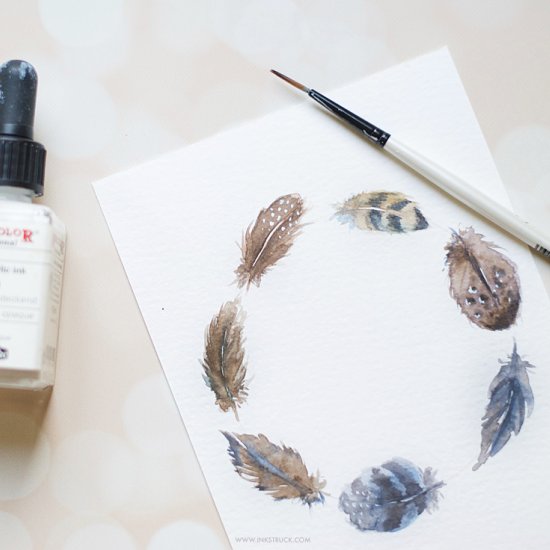 550x550 Watercolor Feather Tutorial Craftgawker - Watercolor Feather Tutorial